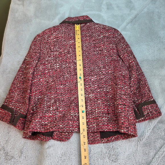 Vintage Talbots Tweed Blazer Women 12 Red Brown Wool Blend Multi Color Button Up - Picture 9 of 10